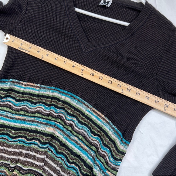 M MISSONI Long Sleeve Fit Flare V Neck Crochet Knit Dress. Italy. 48 A070223 - Picture 6 of 7